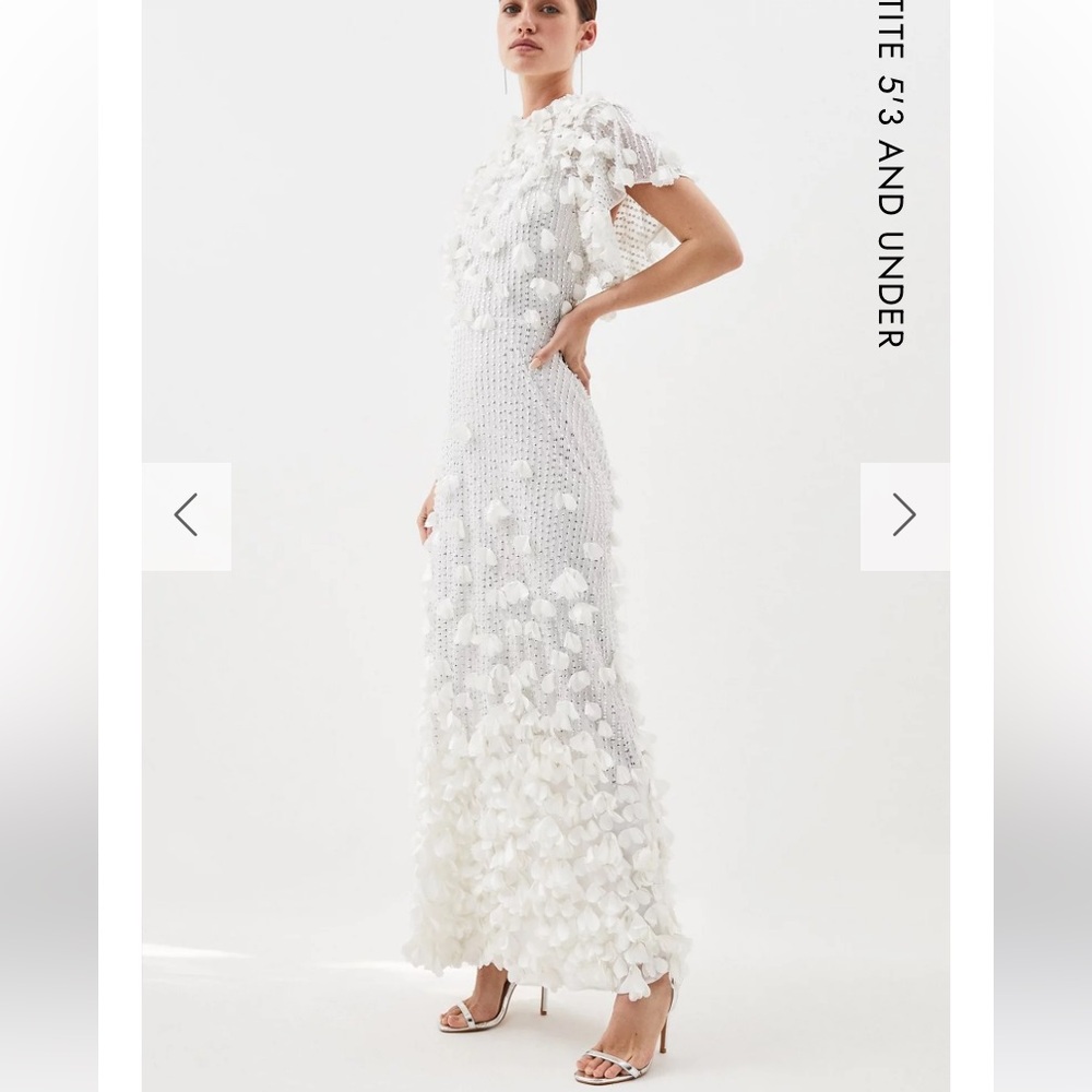 Karen Millen Crystal Appliqué Angel Sleeve Maxi Dress